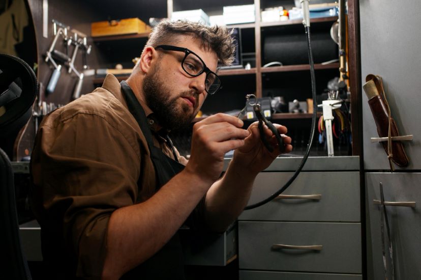 Medium shot locksmith making