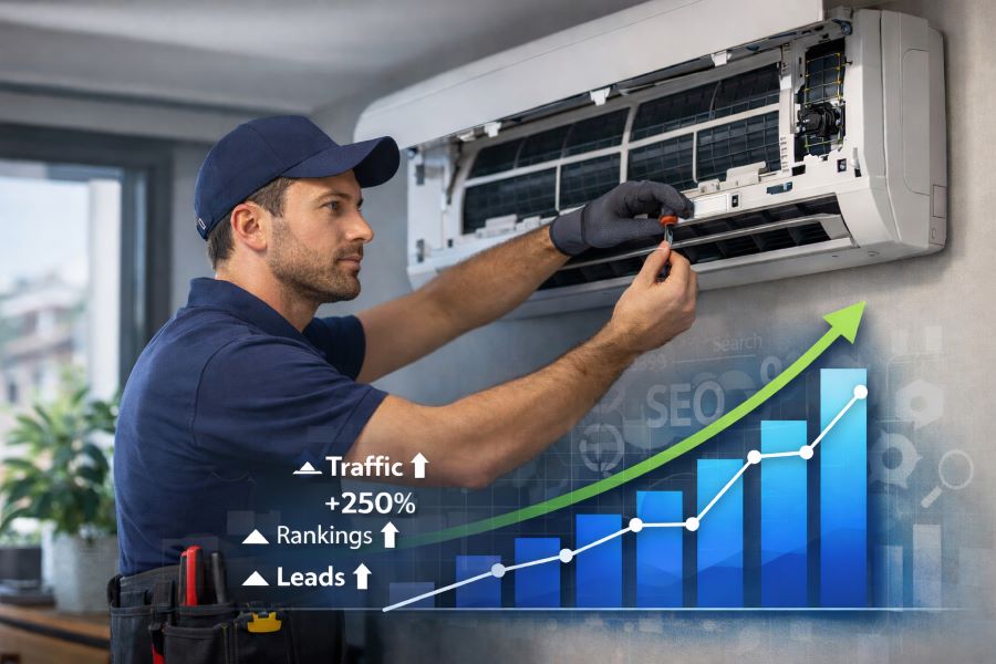 A technician servicing the AC at the client's house